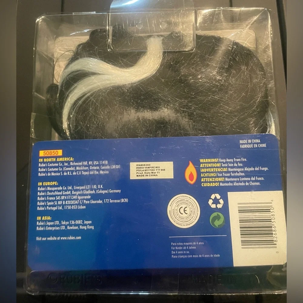 🔴 3/$12 Children's Vampire Wig - Black‎ and White! NEW!